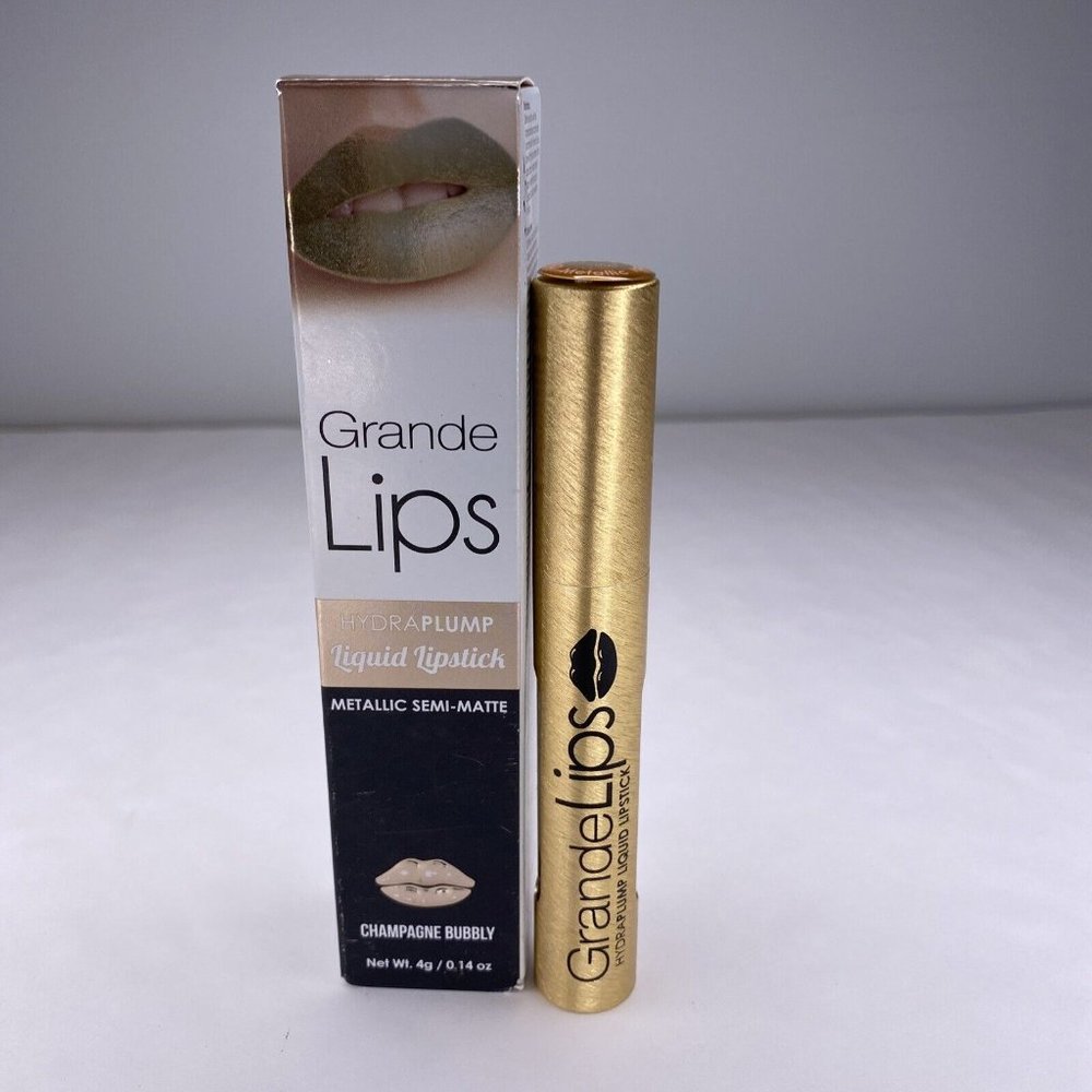 Grande Lips Hydraplump Liquid Lipstick Champagne Bubbly Metallic Semi Matte New